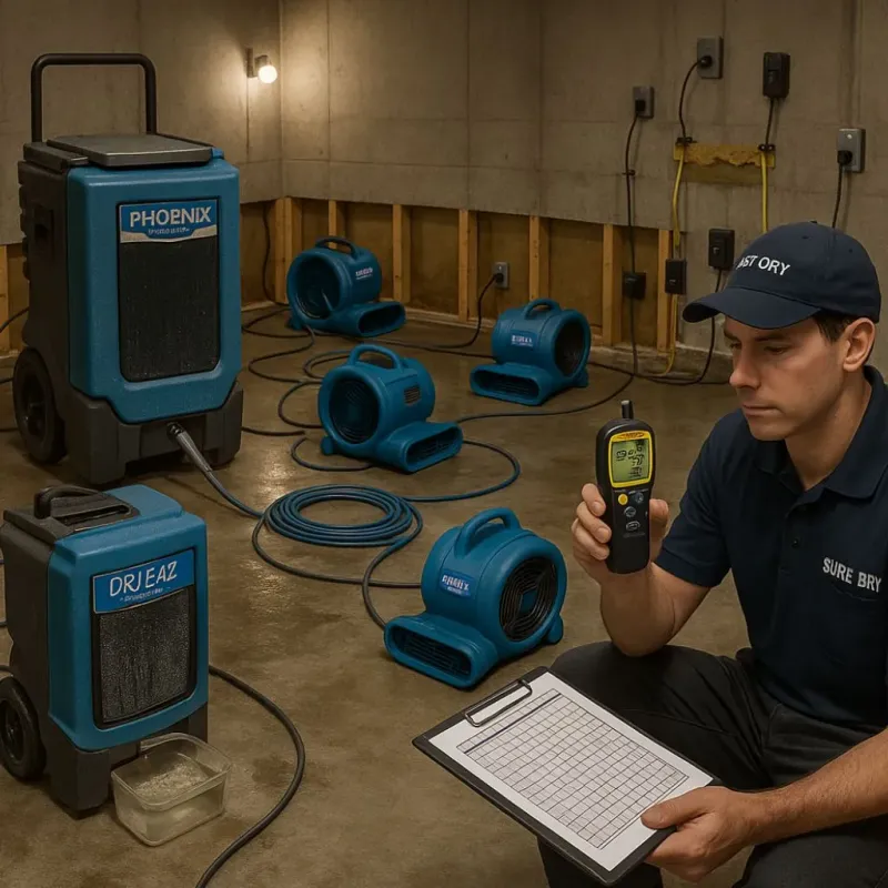 Structural Drying and Dehumidification process in Stoneville, NC